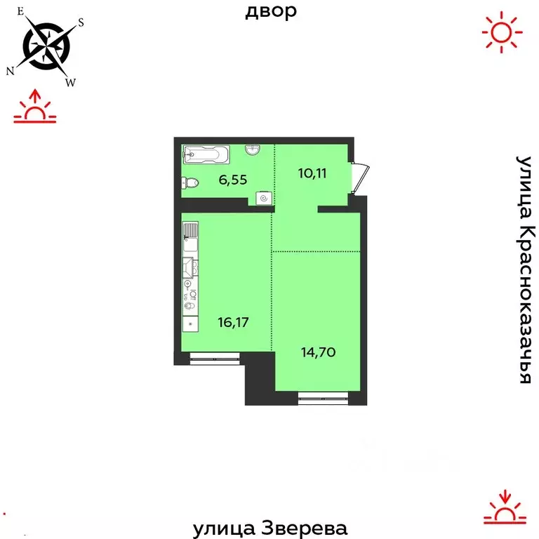 1-к кв. Иркутская область, Иркутск Октябрьский округ,  (47.53 м) - Фото 0