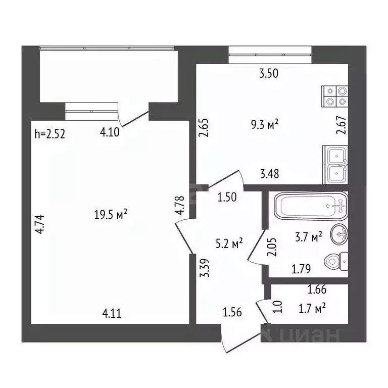 1-к кв. Мордовия, Саранск ул. Фридриха Энгельса, 15к4 (39.4 м) - Фото 2