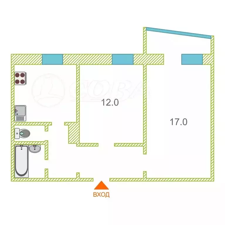2-комнатная квартира: Тюмень, улица Свердлова, 22 (50 м) - Фото 2