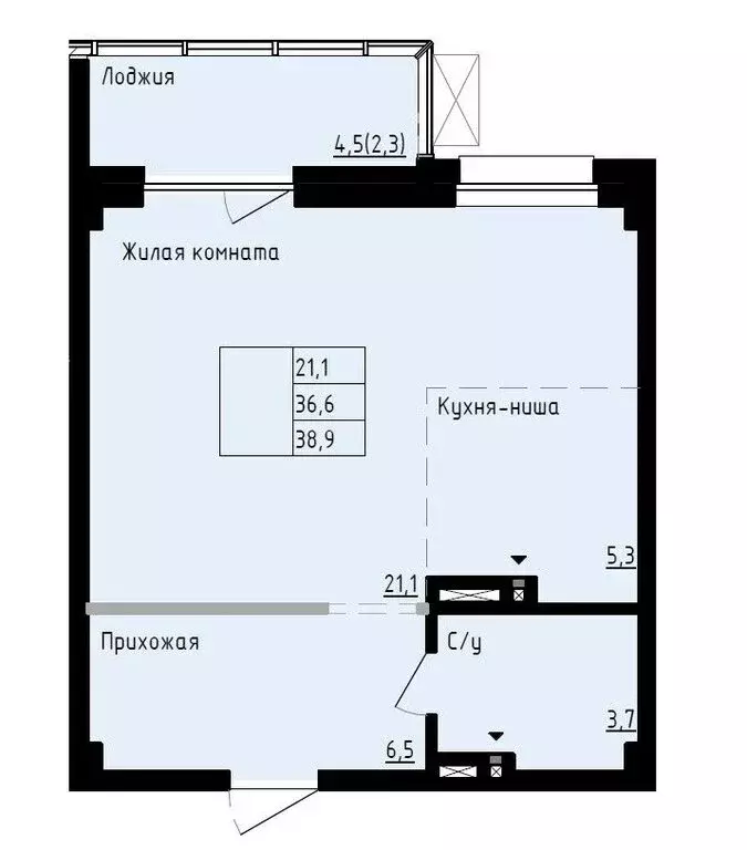 Квартира-студия: Владивосток, улица Полковника Фесюна (38.9 м) - Фото 1