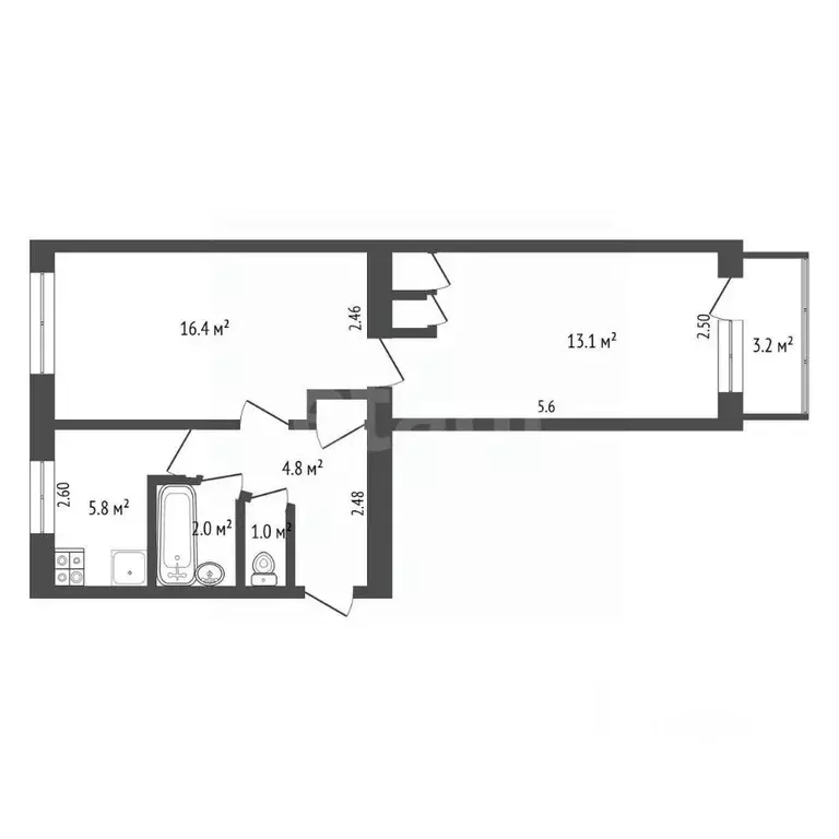 2-к кв. Крым, Евпатория ул. Имени 60-летия Октября, 24 (44.5 м) - Фото 2