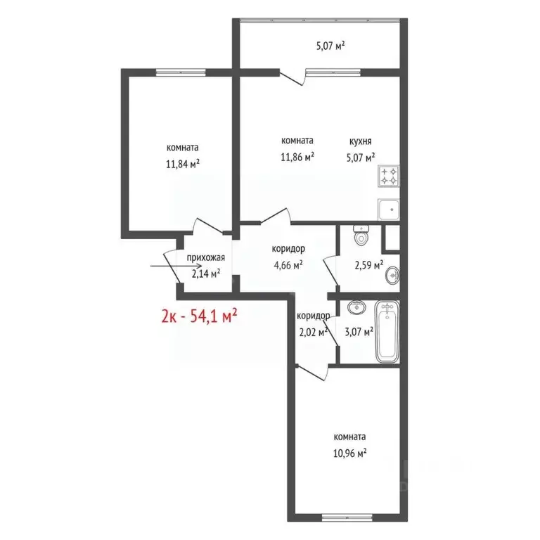 2-к кв. Челябинская область, Снежинск ул. Ломинского, 43 (54.1 м) - Фото 2