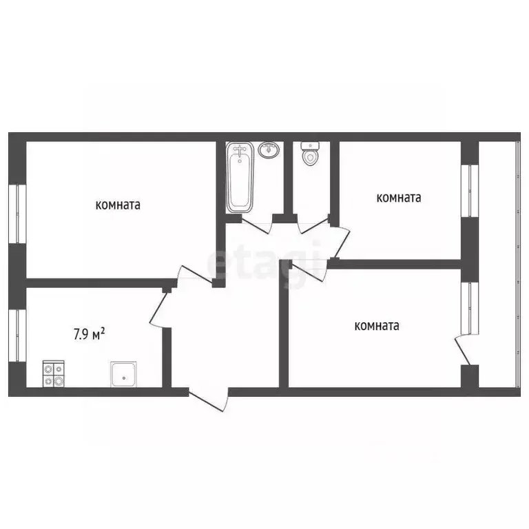 3-к кв. Свердловская область, Екатеринбург ул. Крестинского, 11 (63.2 ... - Фото 2