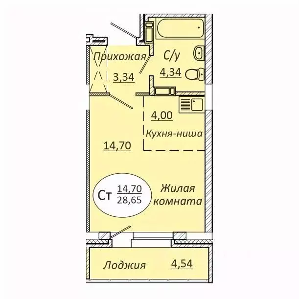 Студия Новосибирская область, Новосибирск 2-я Воинская ул., 53 (28.65 ... - Фото 0