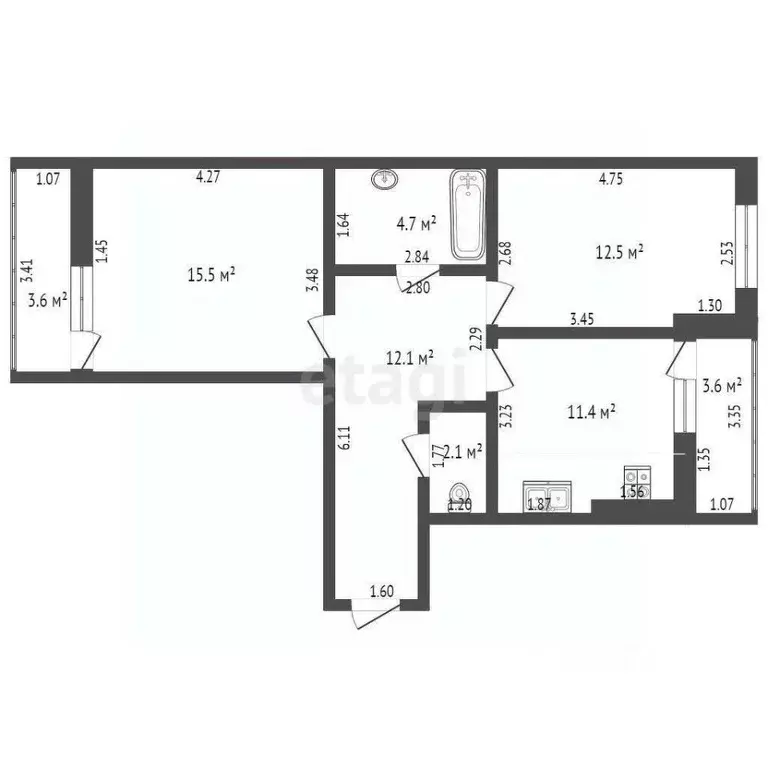 2-к кв. Ростовская область, Таганрог ул. Адмирала Крюйса, 19 (65.9 м) - Фото 1