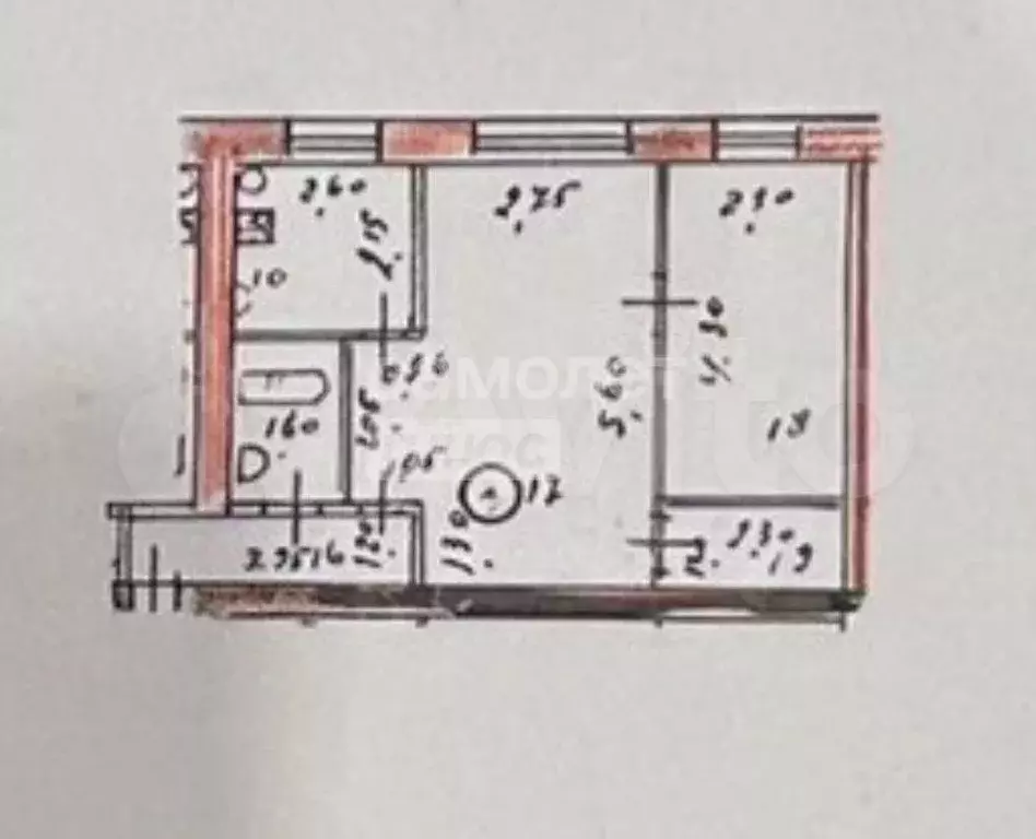 2-к. квартира, 43,5 м, 1/5 эт. - Фото 0