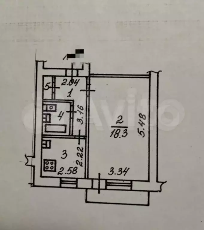 1-к. квартира, 33,5 м, 3/5 эт. - Фото 0