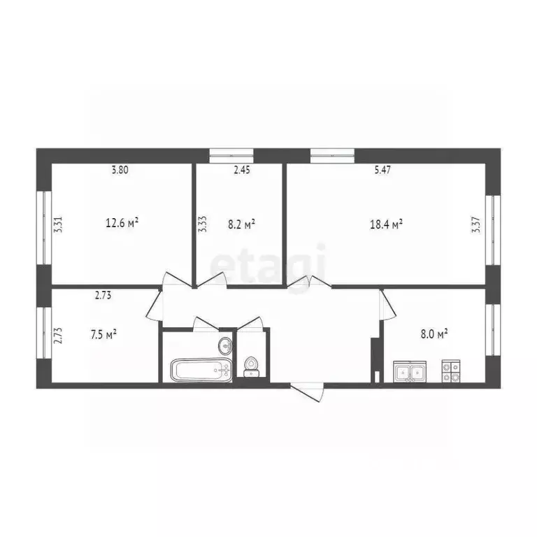 4-к кв. Ханты-Мансийский АО, Сургут ул. Крылова, 23 (70.3 м) - Фото 1