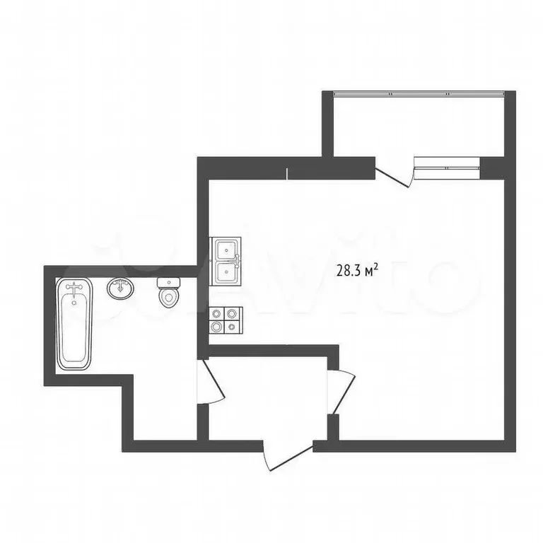Квартира-студия, 28,3 м, 7/25 эт. - Фото 0