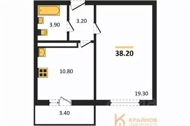 1-к кв. Воронежская область, Воронеж Озерки жилой квартал,  (38.2 м) - Фото 0