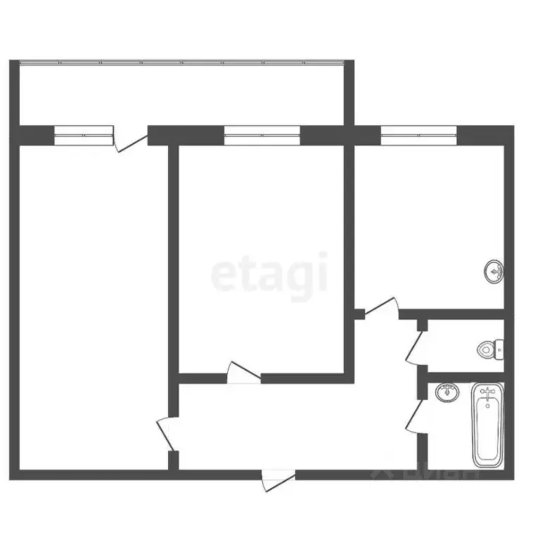 2-к кв. Томская область, Томск ул. Суворова, 14 (53.3 м) - Фото 2