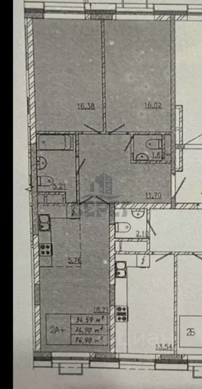 2-к кв. Татарстан, Казань ул. Сибгата Хакима, 62 (75.1 м) - Фото 2
