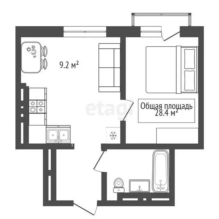 1-комнатная квартира: Новосибирск, улица Костычева, 19/1 (28.4 м) - Фото 0