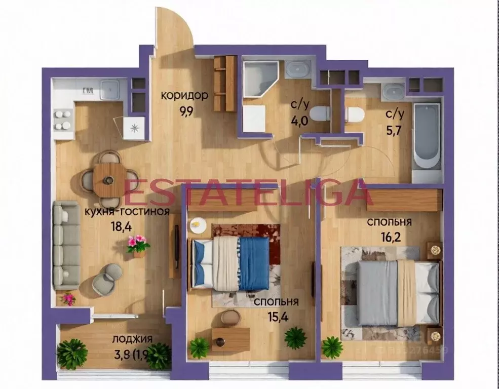3-к кв. Москва ул. Нижние Мневники, 20 (75.3 м) - Фото 2