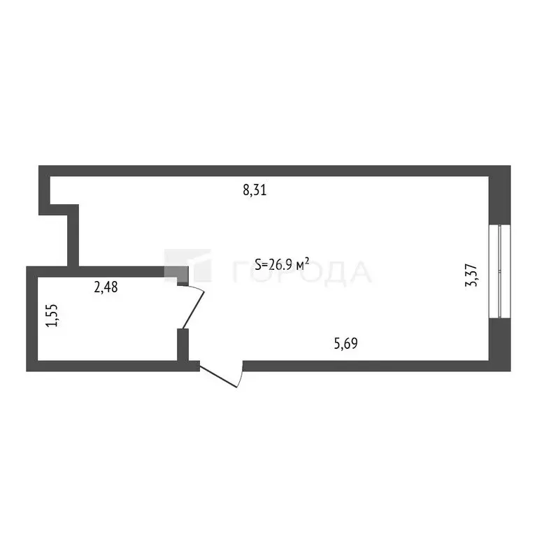 Квартира-студия: Новокузнецк, улица Энтузиастов, 11 (26.9 м) - Фото 1