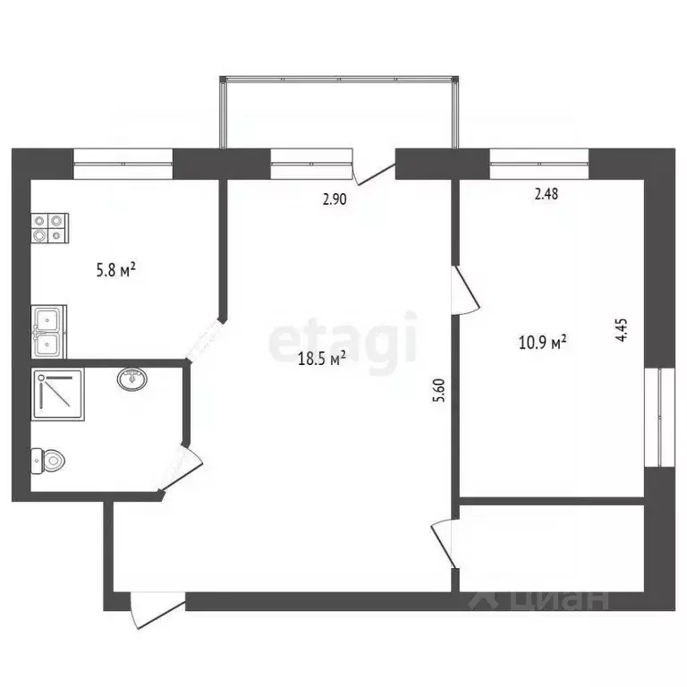 2-к кв. Ярославская область, Ярославль Московский просп., 139 (42.7 м) - Фото 1