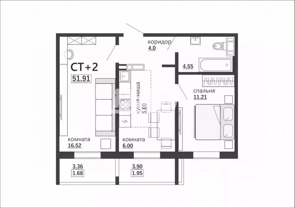 2-к кв. Челябинская область, Челябинск Артиллерийская ул., 97 (47.8 м) - Фото 2