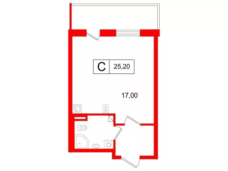 Квартира-студия: Санкт-Петербург, улица Струве, 10к1 (25.2 м) - Фото 0