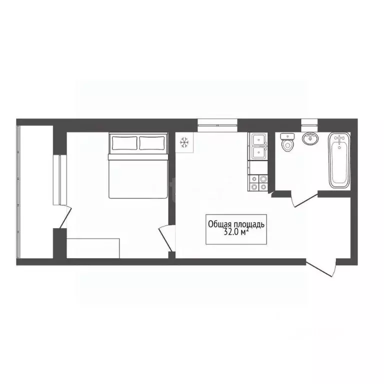 1-к кв. Новосибирская область, Новосибирск ул. Есенина, 12/1 (32.0 м) - Фото 1