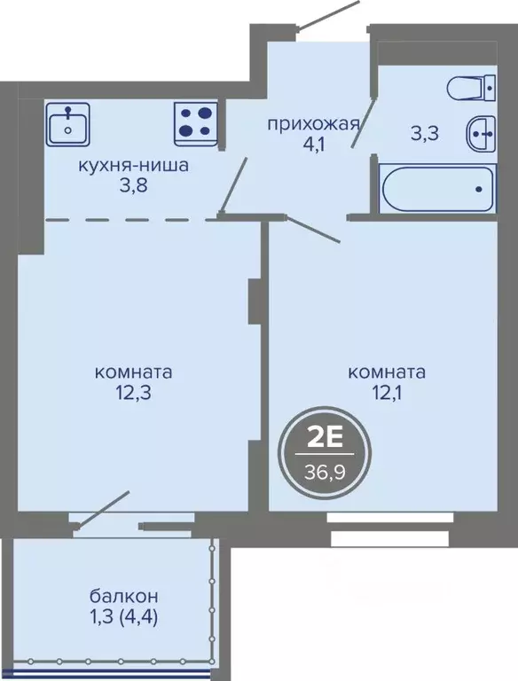 2-к кв. Пермский край, Пермь ш. Космонавтов (36.9 м) - Фото 1