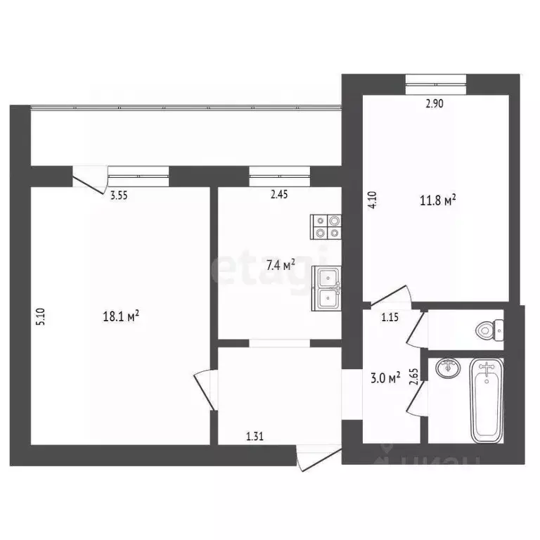 2-к кв. Орловская область, Орел ул. Латышских Стрелков, 3 (48.5 м) - Фото 1