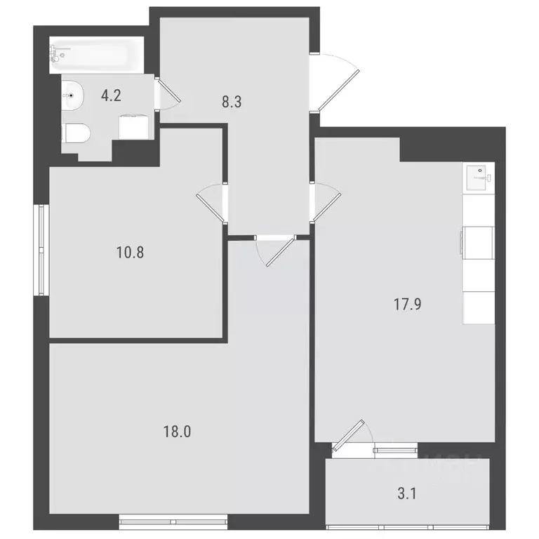 2-к кв. Самарская область, Самара АмГрад жилой комплекс (60.74 м) - Фото 1