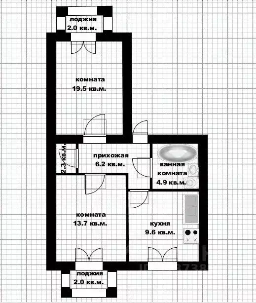 2-к кв. Башкортостан, Уфа ул. Комарова, 30 (57.4 м) - Фото 2