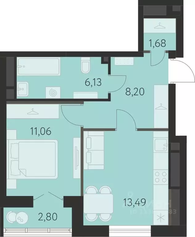 1-к кв. Свердловская область, Екатеринбург ул. Академика Ландау, 43 ... - Фото 1