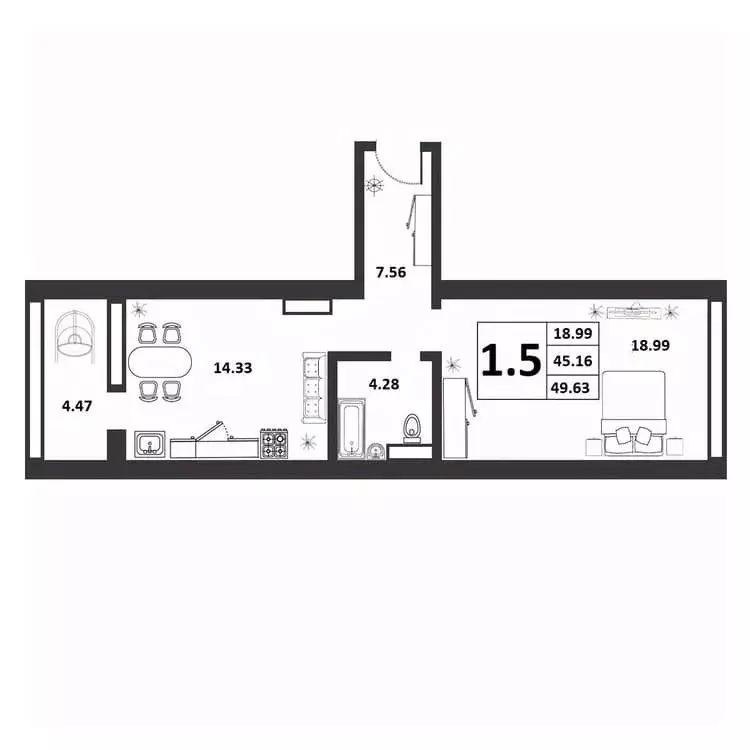 1-к кв. Новгородская область, Великий Новгород ул. Якова Павлова, 15 ... - Фото 1
