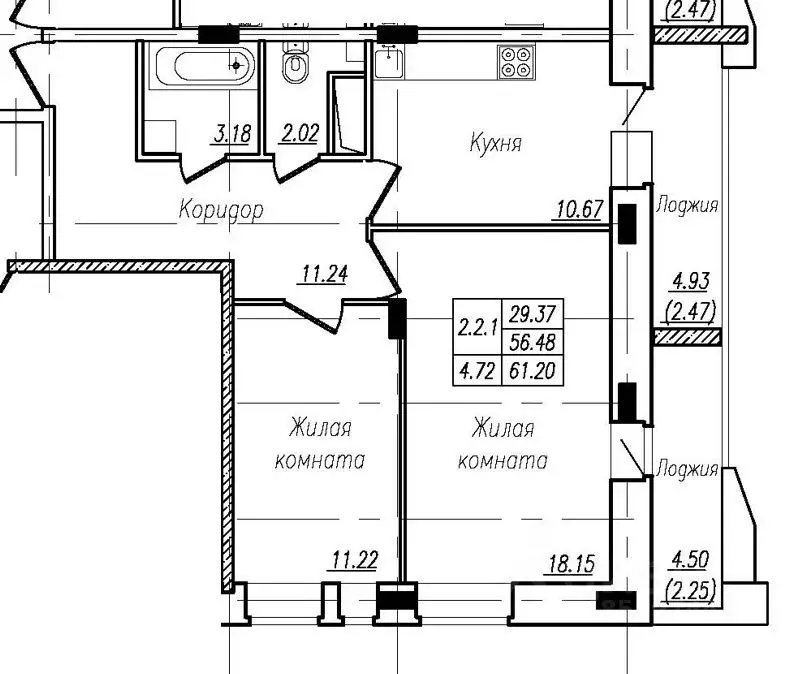 2-к кв. Чувашия, Чебоксары ул. Фридриха Энгельса, 27А (61.2 м) - Фото 0