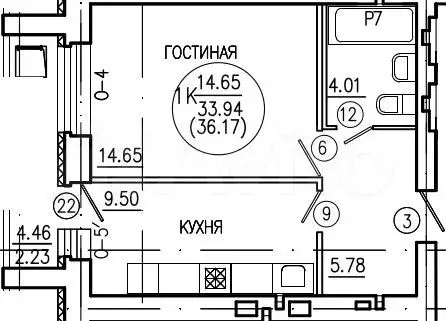 1-к. квартира, 38,5 м, 1/10 эт. - Фото 1