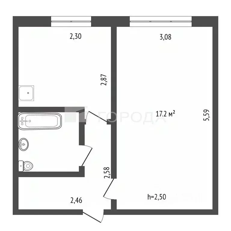 1-к кв. Кемеровская область, Новокузнецк Ярославская ул., 1 (30.1 м) - Фото 2