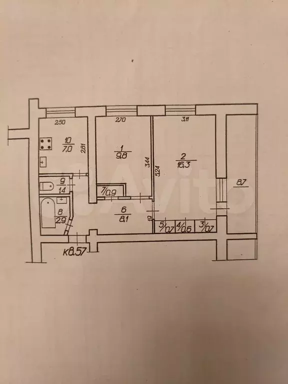 2-к. квартира, 48,4 м, 1/5 эт. - Фото 0