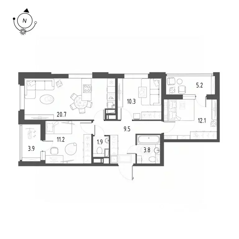 3-к кв. Омская область, Омск Зеленая река мкр, 1 (74.1 м) - Фото 0