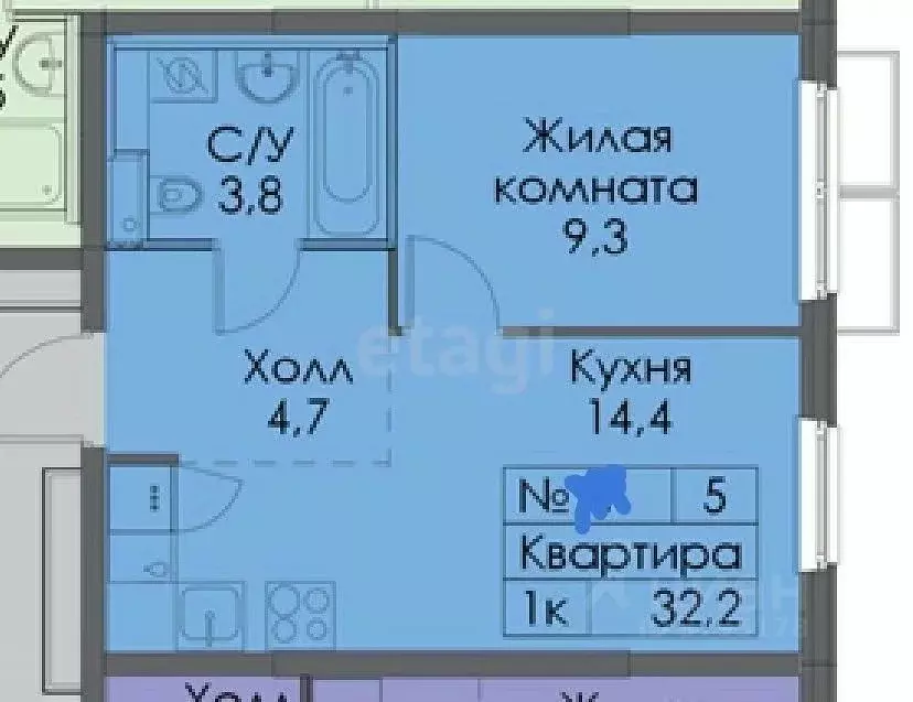 1-к кв. Татарстан, Казань ул. Асада Аббасова (32.2 м) - Фото 1
