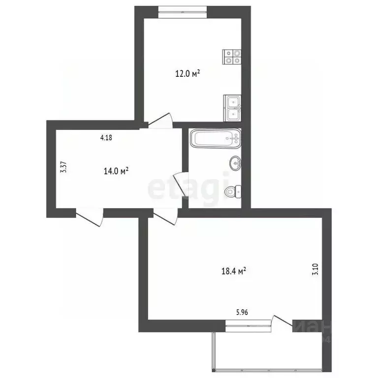 1-к кв. Забайкальский край, Чита Угданская ул., 7 (43.6 м) - Фото 2