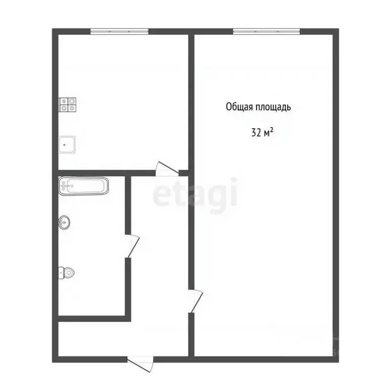 1-к кв. Томская область, Томск Учебная ул., 50 (30.8 м) - Фото 1