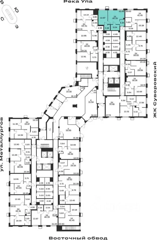 1-к кв. Тульская область, Тула Парк Патриот жилой комплекс (46.39 м) - Фото 2