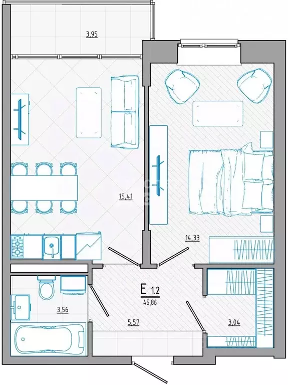 2-к кв. Курская область, Курск ул. Росинка, 7 (47.05 м) - Фото 1