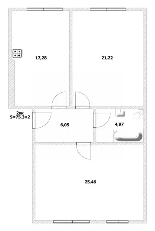 2-к кв. Калининградская область, Калининград ул. Онежская, 8 (75.3 м) - Фото 2
