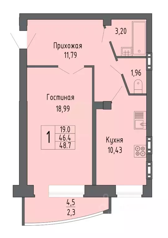 1-к кв. Воронежская область, Воронеж ул. Летчика Филипова, 4 (48.7 м) - Фото 1