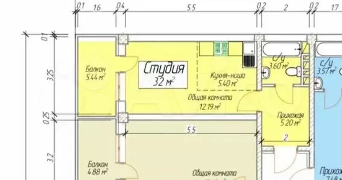 Квартира-студия, 34 м, 5/16 эт. - Фото 0
