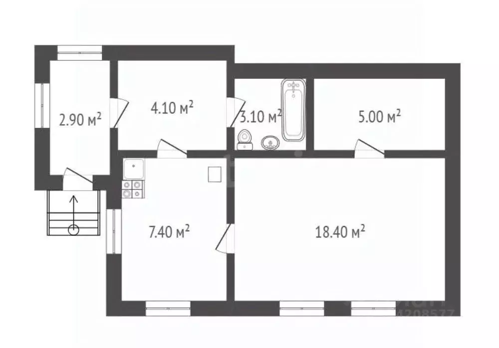 2-к кв. Воронежская область, Борисоглебск ул. Карла Маркса, 140 (40.9 ... - Фото 2