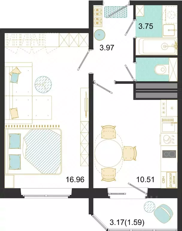 1-к кв. Московская область, Домодедово ул. Текстильщиков, 45 (36.78 м) - Фото 1