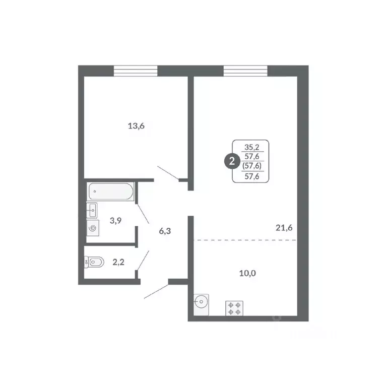 2-к кв. Кировская область, Киров ул. Пушкина, 25 (57.6 м) - Фото 1