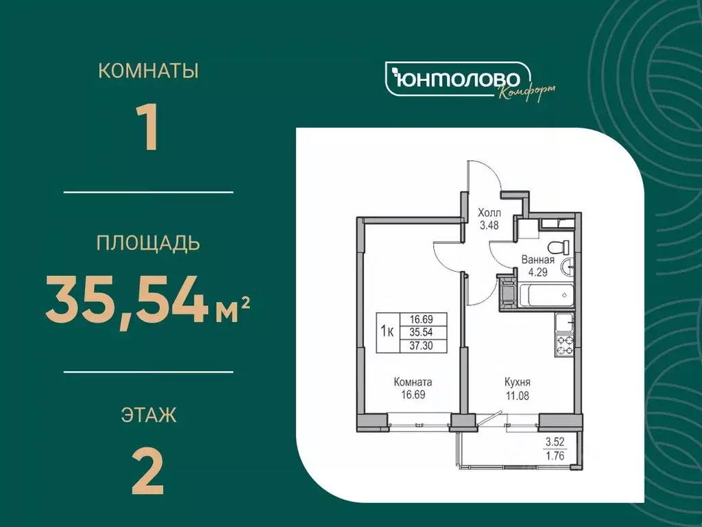 1-к кв. Санкт-Петербург ул. Ивинская, 1к3 (37.3 м) - Фото 0