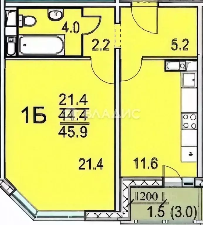 1-к кв. Москва Большая Очаковская ул., 12к5 (44.4 м) - Фото 1