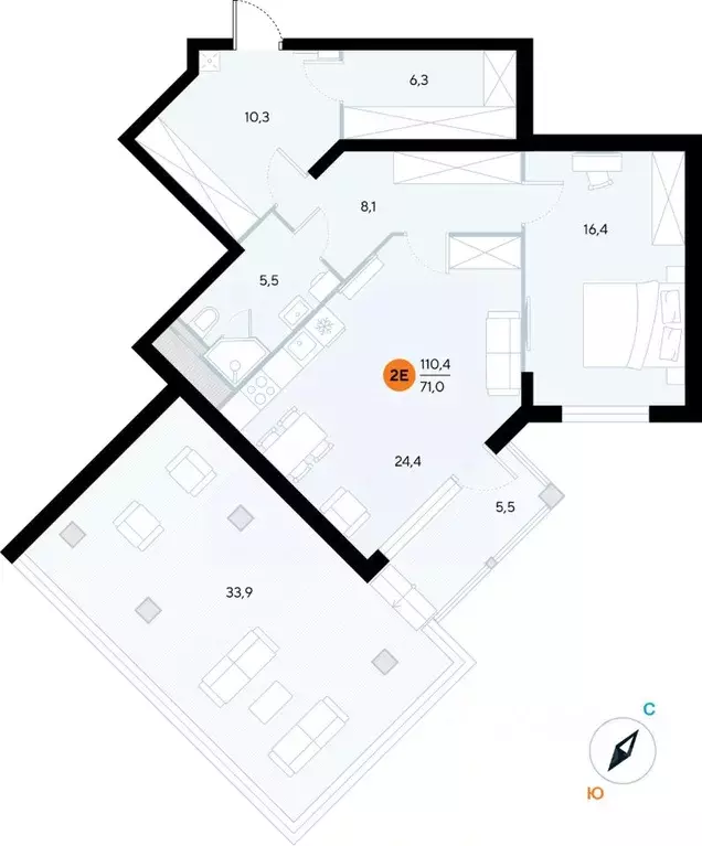 1-к кв. Крым, Евпатория городской округ, Заозерное пгт ул. Аллея ... - Фото 1