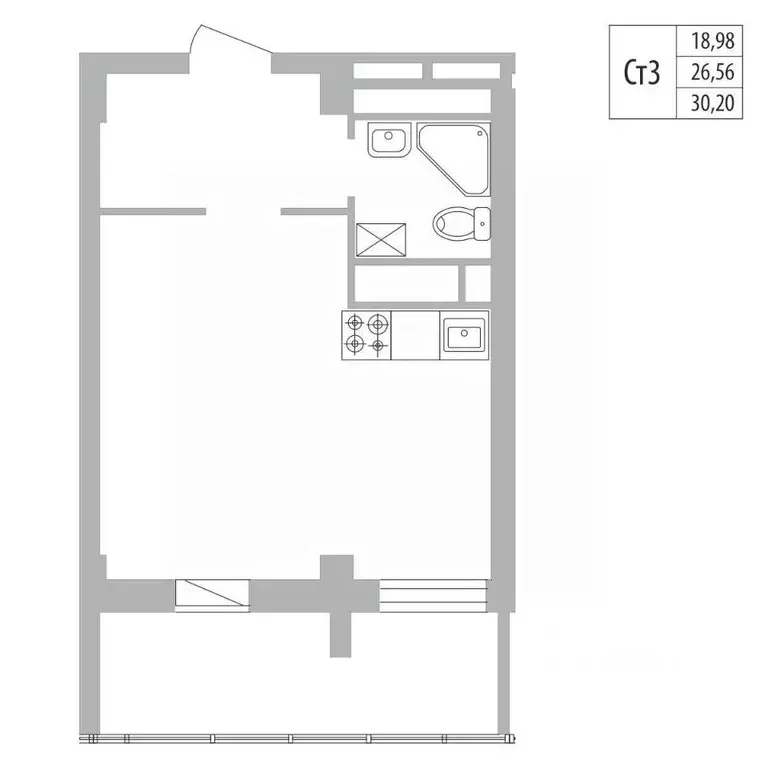 1-к кв. Татарстан, Набережные Челны ул. Раскольникова, 22 (30.2 м) - Фото 0