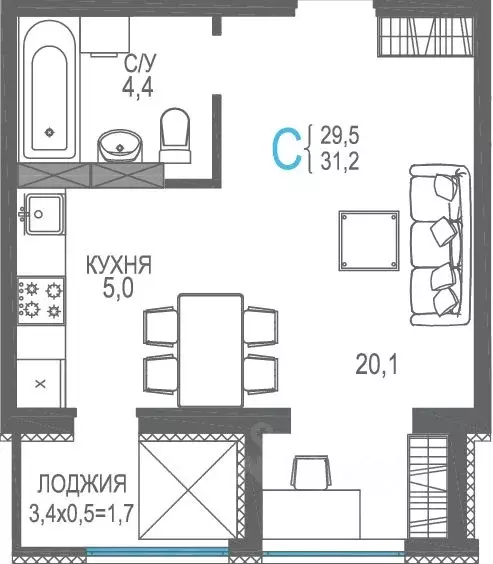 Студия Крым, Евпатория просп. Ленина, 66Б (32.9 м) - Фото 0